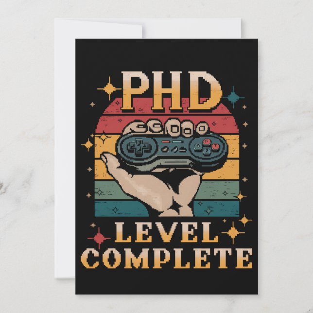 Convite Graduação de Nível PhD Doutorado Jogos (Frente)