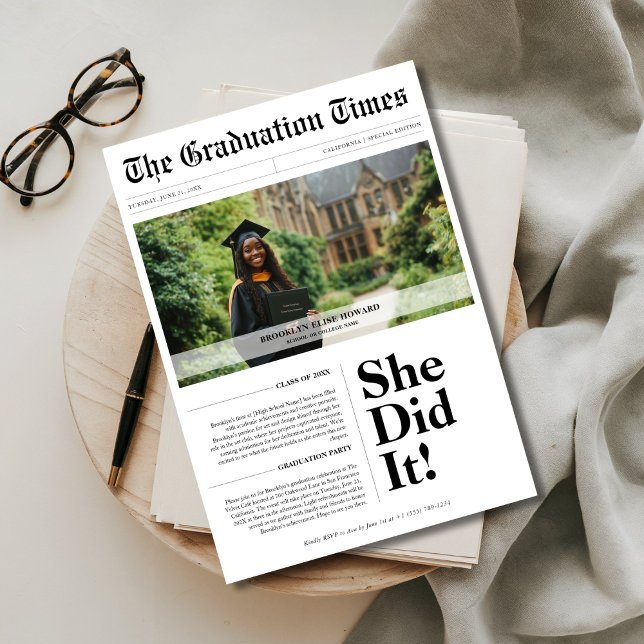 Convite Graduação de Orçamento Classe 2025 Folha de Jornal (Criador carregado)