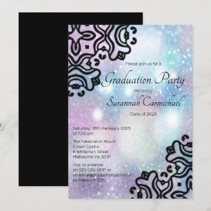Convite Graduação de Pastel Pink e Blue Glitter