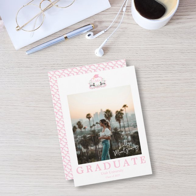 Convite Graduação de Pato Mallard Monograma Graduação em C (Criador carregado)