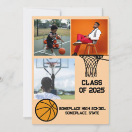 Convite Graduação de Pêssego para Colagem de Fotos no Basq