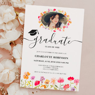 Convite Graduação de primavera floral de flores silvestres