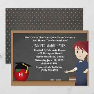 Convite Graduação de Professores em Chalkboard em Monogram
