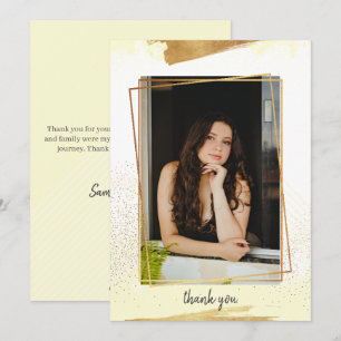 Convite Graduação de Quadro Amarelo Dourado e Bonito Obrig