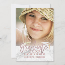 Convite Graduação de Rosa de PixDezines Dourada/Marble