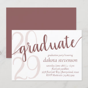 Convite Graduação de Taupe Simples   Desert Rosa Flourish