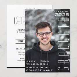 Convite Graduação de Tendência de Foto de Cara Chic Script