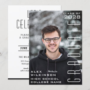 Convite Graduação de Tendy de Foto com Cara de Script Mo
