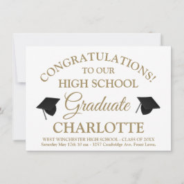 Convite Graduação de texto personalizada de script em ouro