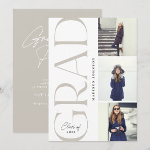 Convite Graduação de Tipografia Lateral 2022 3 Cinza de 