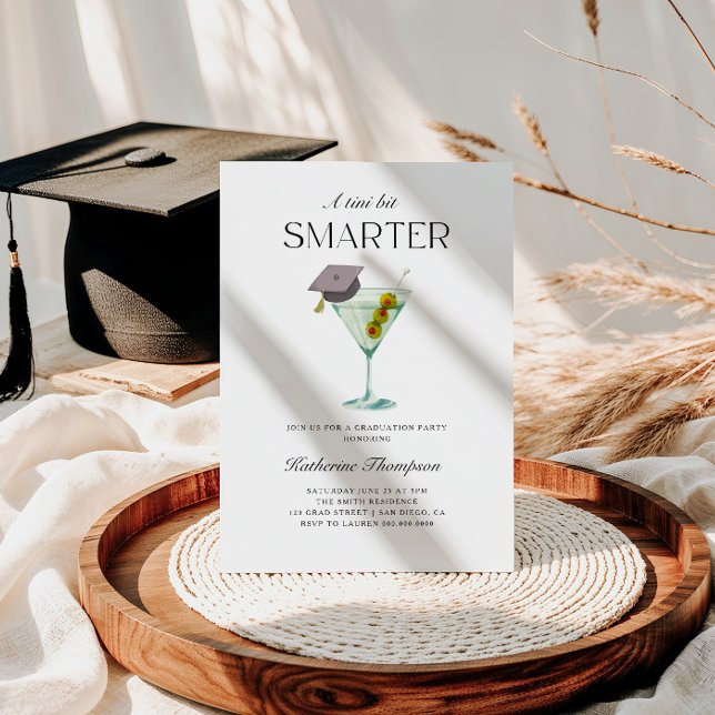 Convite Graduação De Vidro Tini Bit Smarter Martini (Criador carregado)