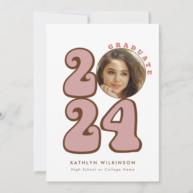 Convite Graduação Divertida e Groovy com Letra de Função F (Frente)