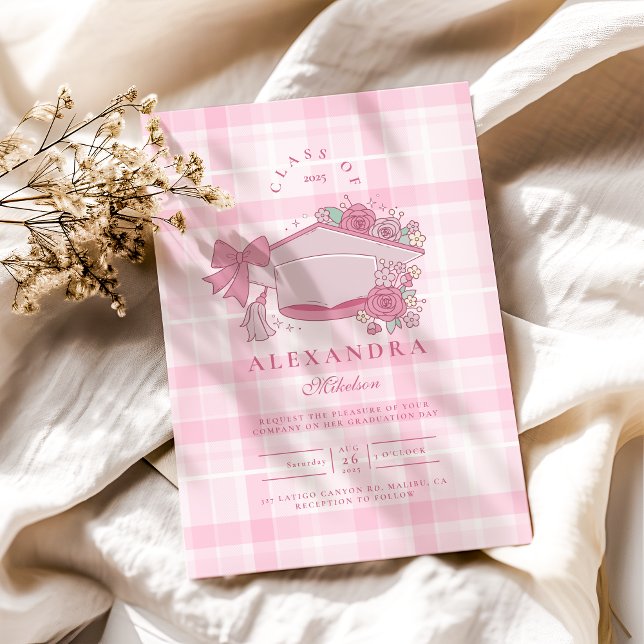 Convite Graduação do Arco Rosa Coquette Retro (Criador carregado)