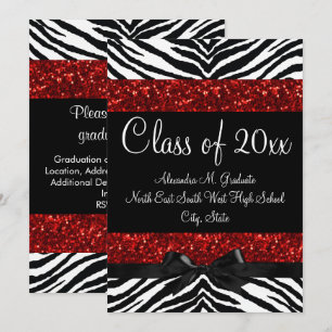 Convite Graduação do Arco Zebra Sparkle Red