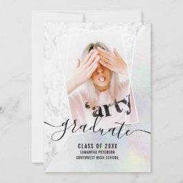 Convite Graduação do bloco de fotos do formando de mármore