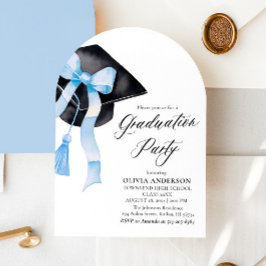 Convite Graduação do Boné de formatura Azul Moderno Arranj