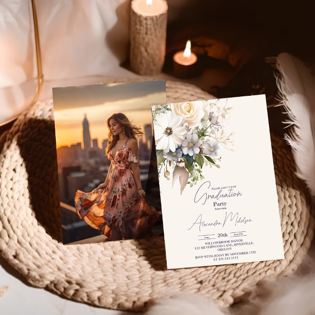 Convite Graduação do Jardim de Bóho de Flor Selvagem (Criador carregado)