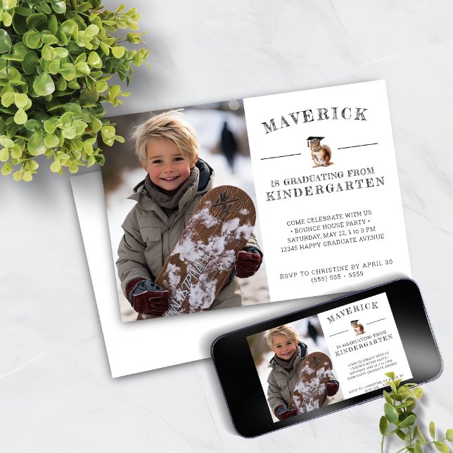 Convite Graduação do Jardim de Infância do Esquilo Gato (Criador carregado)