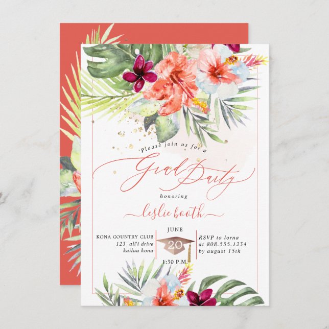 Convite Graduação do Paraíso Tropical H2 PixDezines (Frente/Verso)