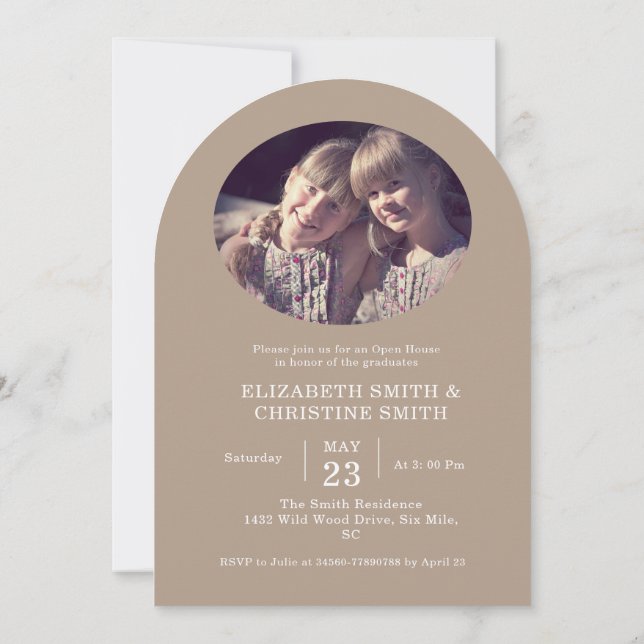 Convite Graduação do Segundo grau Arch Photo Twin College (Verso)