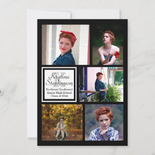 Convite Graduação do Segundo grau do Monograma de Colagem 