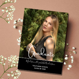 Convite Graduação do Segundo grau Formal Preto Branco