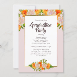 Convite Graduação Dourada Blush Cor-de-rosa-laranja