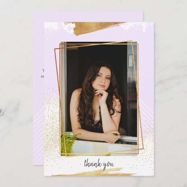 Convite Graduação Dourada E Roxa Agradecida Inv (Frente/Verso)