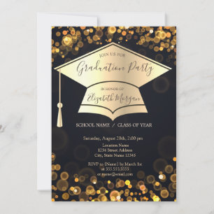 Convite Graduação Dourada no Bokeh Dark