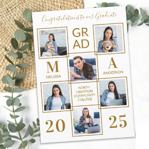 Convite Graduação Dourada Personalizada de Foto Elegante 6