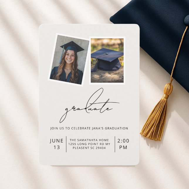 Convite Graduação Dupla Moderna | Elegante (Criador carregado)