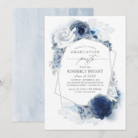 Graduação Dusty e Marinho Blue Floral Silver Glitz