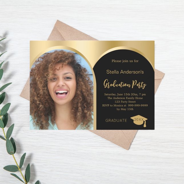 Convite Graduação em arco de foto de ouro preto 2025 (Criador carregado)