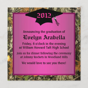 Convite Graduação em Camo Rosa, de Menina