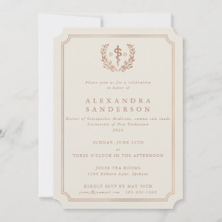 Convite Graduação em Custom_Cream + Rose Gold Foil