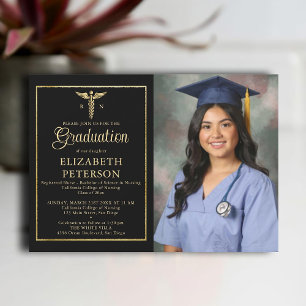 Convite Graduação em Enfermeiro Caduceum Dourado Quadro Pr