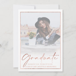 Convite graduação em fotografia da caligrafia da rosa gold