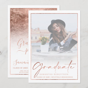 Convite graduação em fotografia da caligrafia da rosa gold