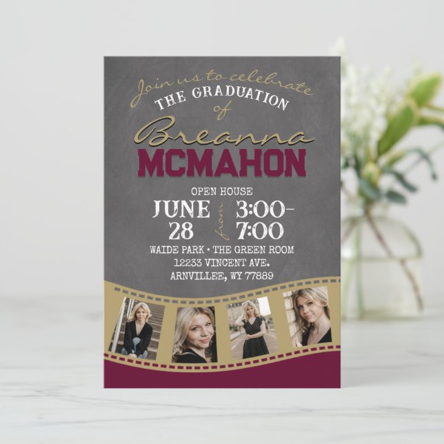 Convite Graduação em lâminas de galhardetes e painéis Dour (Em pé/Frente)