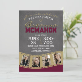 Convite Graduação em lâminas de galhardetes e painéis Dour