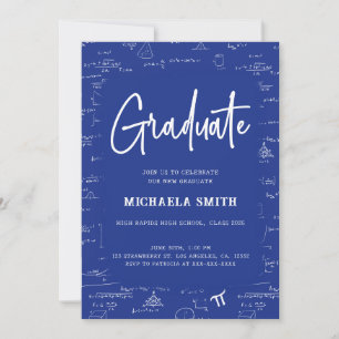 Convite Graduação em Matemática do Formando Real Blue Scri