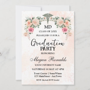 Convite Graduação em Medicina Floral Aquarela MD