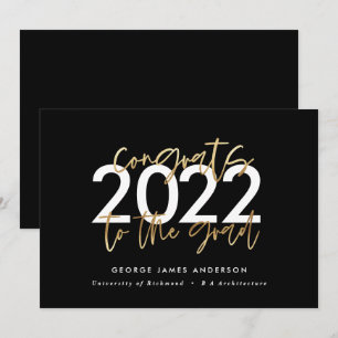 Convite Graduação em na moda de roteiros negros e dourados
