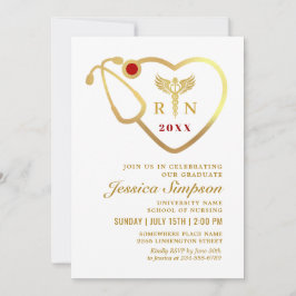 Convite Graduação em ouro White Modern Nursing School