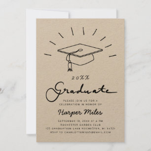 Convite Graduação em papel da rustic kraft que rabisco