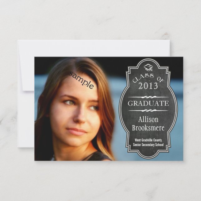 Convite Graduação em Placa Chalkboard com Foto de Cheio 2  (Frente)