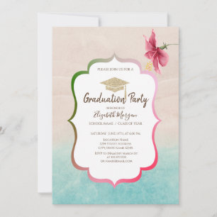 Convite Graduação em praia do Boné Hibiscus Formando com b