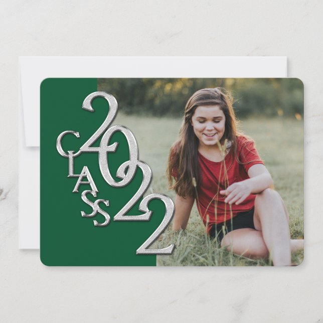 Convite Graduação em prata e verde 2022 com foto (Frente)