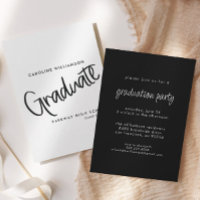 Graduação em Preto e Branco de Script Elegante