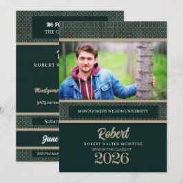 Convite Graduação em verde e taupe Classe 2025 Foto